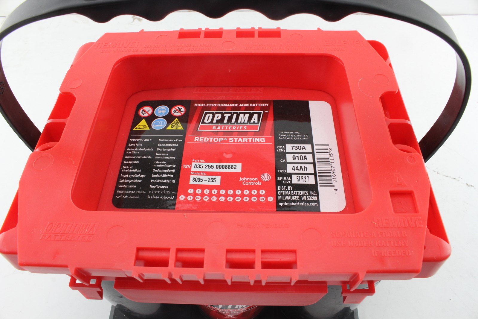Autobatterie Optima RTU3.7 Red Top 12V 44Ah 730A - Rupteur