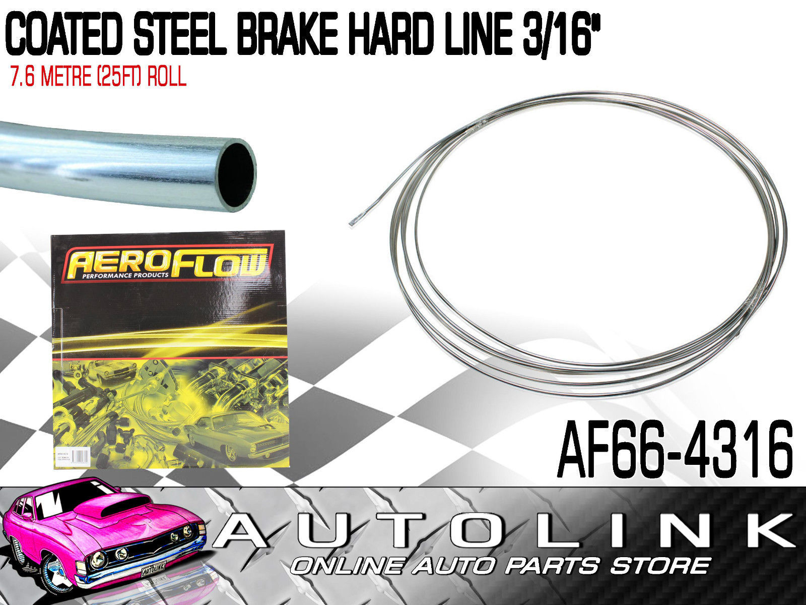 AEROFLOW AF66-4316 BRAKE HARD LINE STEEL 3/16  DIA - 25FT 7.6