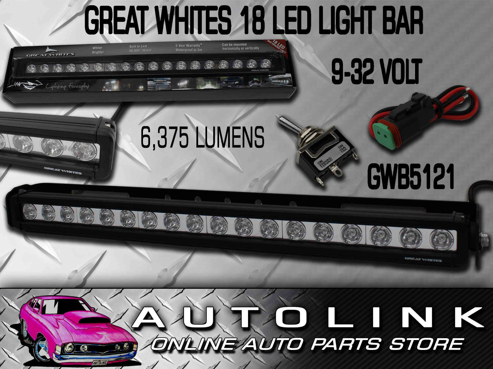 great white 18 led light bar