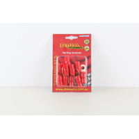 DNA AAC104R 4GA RING TERMINALS GOLD PLATED RED WITH RUBBER INSULATORS 10 PACK