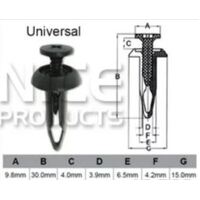 Nice AF037 Universal Black Plastic Automotive Fastener Clip - Sold as Each