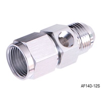 AEROFLOW STRAIGHT FEMALE TO MALE WITH 1/8" PORT -12AN SILVER FINISH AF140-12S 