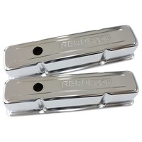 Aeroflow AF1821-5000 Chrome Steel Valve Covers for SB Chev V8 with Logo Tall