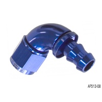 AEROFLOW BLUE FULL FLOW TIGHT RADIUS PUSH LOCK 90° HOSE END -8AN AF513-08