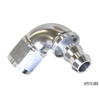 AEROFLOW SILVER FULL FLOW TIGHT RADIUS PUSH LOCK 90° HOSE END -8AN AF513-08S