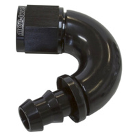 AEROFLOW AF515-04BLK BLACK 510 SERIES FULL FLOW 150° PUSH LOCK HOSE END -4AN