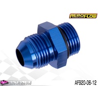 AEROFLOW STRAIGHT MALE FLARE ADAPTER -12 ORB TO -6AN AF920-06-12 BLUE FINISH