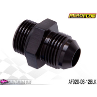 AEROFLOW STRAIGHT MALE FLARE ADAPTER -12 ORB TO -6AN BLACK FINISH AF920-06-12BLK