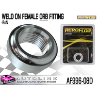 AEROFLOW AF996-08D ALUMINIUM ALLOY WELD ON BUNG FEMALE ORB FITTING -8AN