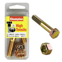 Champion BM142 Metric High Tensile Bolts & Nuts M12 x 1.5 x 40mm Pack of 2