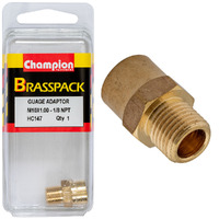 Champion Fasteners HC147 Gauge Adaptor Brass M10 x 1.00 Male - 1/8 NPT Female