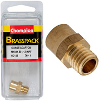 Champion Fasteners HC149 Gauge Adaptor Brass M10 x 1.50 Male - 1/8 NPT Female