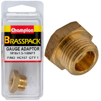 Champion Fasteners HC157 Gauge Adaptor Brass M18 x 1.50 Male - 1/8 NPT Female