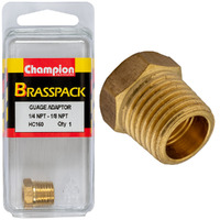 Champion Fasteners HC160 Gauge Adaptor Brass 1/4" NPT Male - 1/8" NPT Female