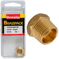 Champion Fasteners HC162 Gauge Adaptor Brass 3/8" NPT Male - 1/8" NPT Female