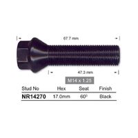 Nice NR14270 Long Black Wheel Bolt Stud for BMX X3 X4 X5 X6 Front or Rear x1