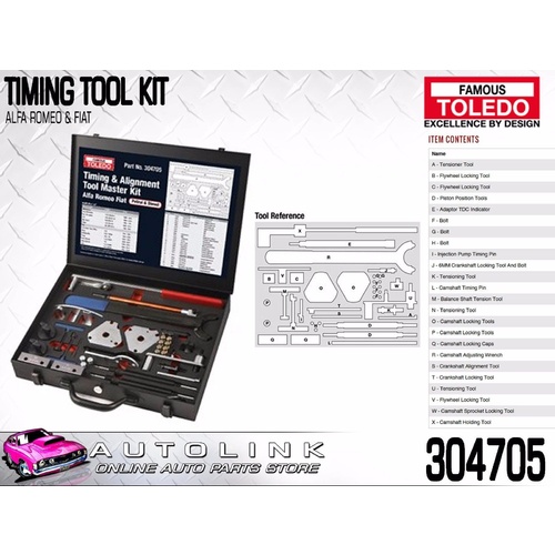 TOLEDO 304705 TIMING TOOL KIT FOR ALFA ROMEO 155 2.0L ( AR672 ) 1993 - 1995