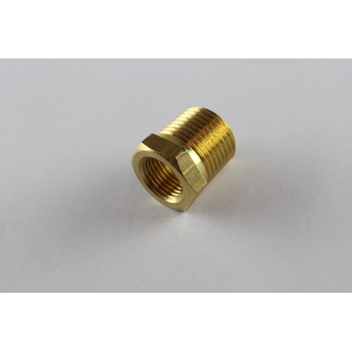 VDO BRASS ADAPTOR INT THREAD 5/8" -18UNF EXT THREAD 1/2" -14NPTF - 20mm 