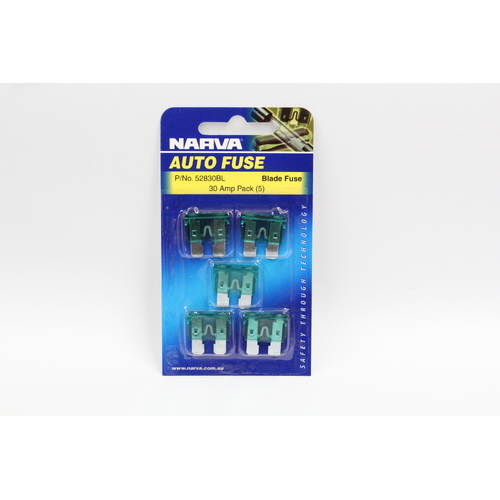 NARVA GREEN ATS BLADE FUSE PACK 30 AMP 5 PACK 52830BL