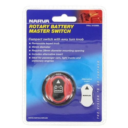 Narva 61036BL Rotary Battery Master / Isolator Switch With Removeable Keyed Knob