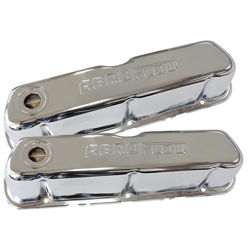 Aeroflow AF1821-5002 Chrome Steel Valve Covers for Ford 289 -302 351 Windsor V8