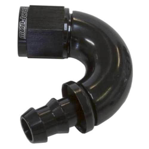 AEROFLOW AF515-04BLK BLACK 510 SERIES FULL FLOW 150° PUSH LOCK HOSE END -4AN