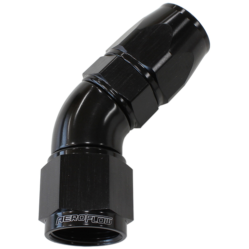 Aeroflow AF572-06DBLK 570 Series PTFE 45° Hose End -6AN Black for 200 250 Hose