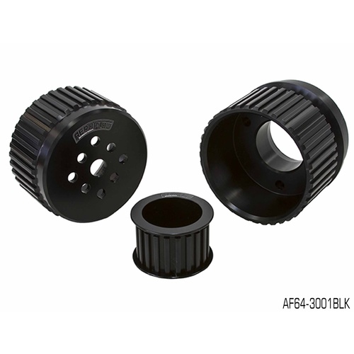 AEROFLOW GILMER DRIVE PULLEY KIT BLACK FOR CHEV V8 LONG WATER PUMP AF64-3001BLK