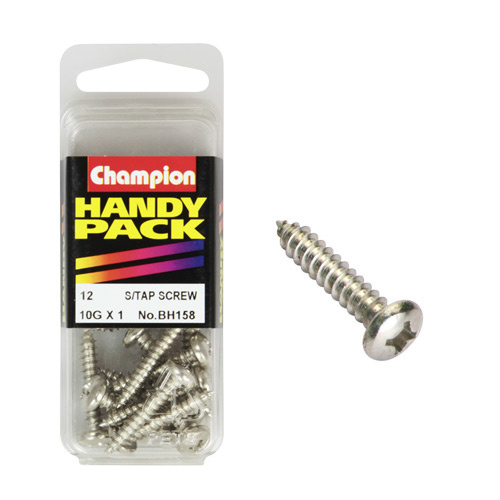 CHAMPION FASTENERS BH158 SELF TAPPING PAN HEAD SCREWS 10g x 1" PACK OF 12