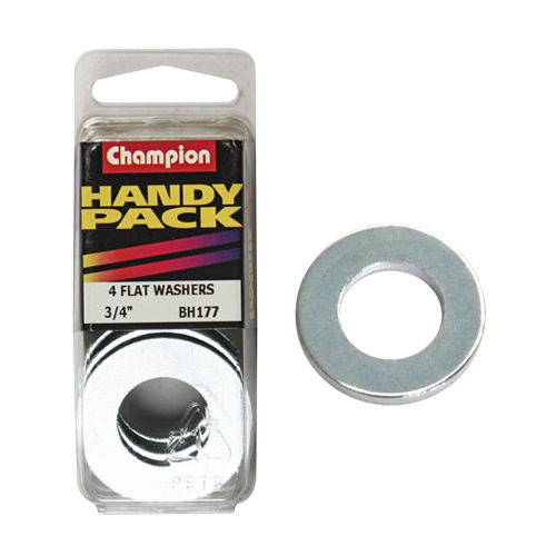 CHAMPION FASTENERS BH177 FLAT STEEL WASHERS 3/4" PACK OF 4