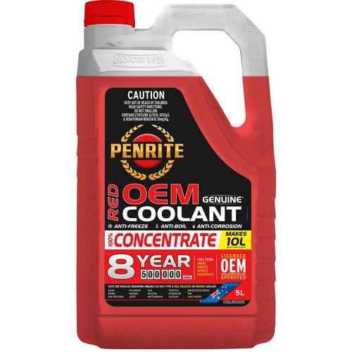 PENRITE 8 YEAR 500,000km RED CONCENTRATE COOLANT 5L COOLRED005