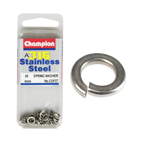 CHAMPION FASTENERS CSP27 316 STAINLESS STEEL SPRING WASHERS 4mm PACK OF 40