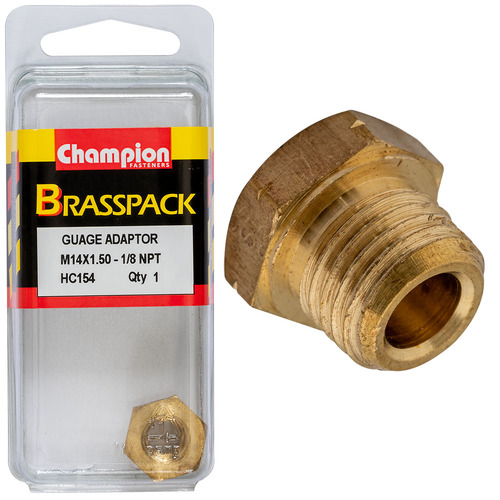 Champion Fasteners HC154 Gauge Adaptor Brass M14 x 1.50 Male - 1/8 NPT Female