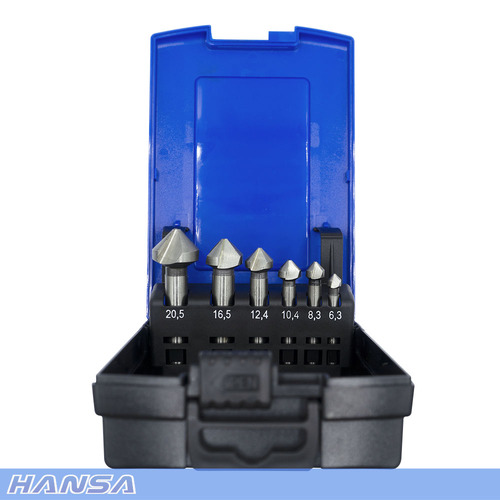 Hansa HCBS-6 Countersink Drill Bit Set - 6 Piece 45° Angle 6.3mm to 20.5mm