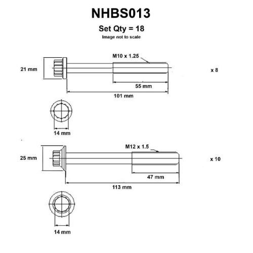 Nason NHBS013 Head Bolt Set for Ford Courier & Mazda Bravo 2.5L Turbo Diesel