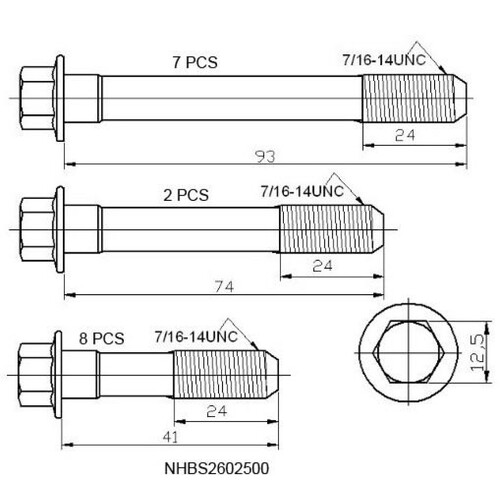 Nason NHBS270H Head Bolt Half Set for Chev Small Block V8 283 307 327 350