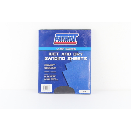 PATRIOT WET & DRY SANDING SHEETS - 600 GRIT 230mm x 280mm PACK OF 50 SHEETS