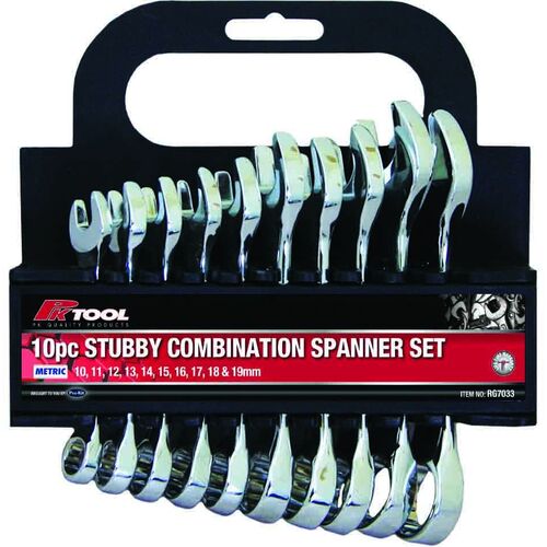 PK TOOL RG7033 10 PIECE STUBBY WRENCH SET OPEN RING COMBO SIZE 10 TO 19mm