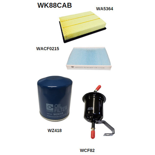 Wesfil WK88CAB Filter Service Kit for Toyota Hilux TGN111 TGN121 2.7L 2TR-FE 15>