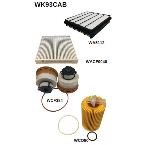 Wesfil WK93CAB Filter Service Kit for Toyota Landcruiser VDJ200 V8 4.5L 1VD-FTV 